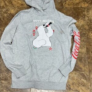 Coca-Cola Gray Hoodie with Festive Polar Bear